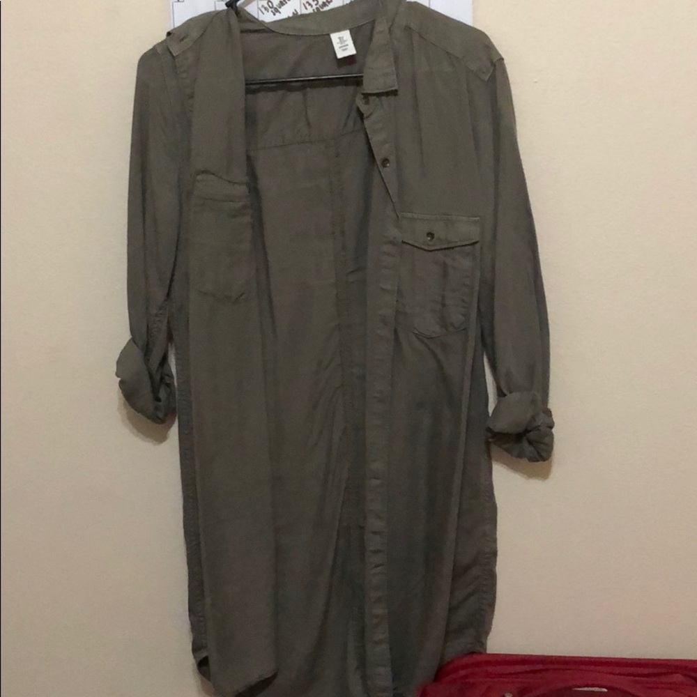 Long army green shirt